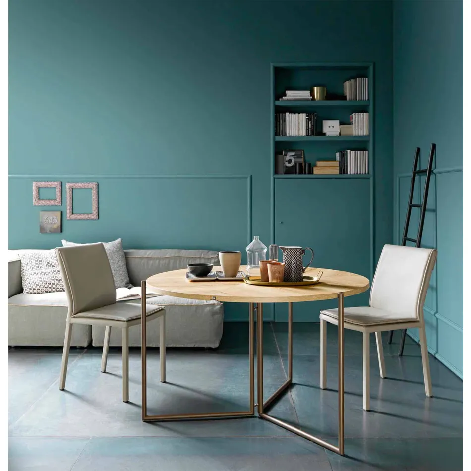 Moderne opklapbare eettafel in hout en metaal Made in Italy - Menelao Viadurini