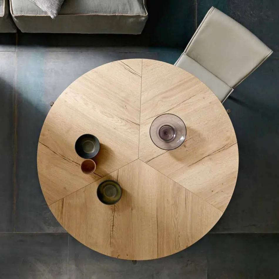 Moderne opklapbare eettafel in hout en metaal Made in Italy - Menelao Viadurini