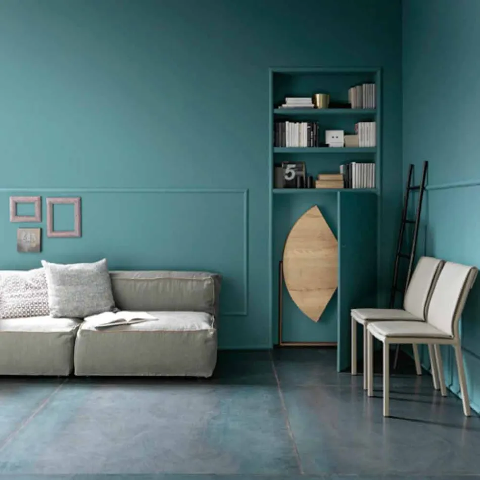 Moderne opklapbare eettafel in hout en metaal Made in Italy - Menelao Viadurini