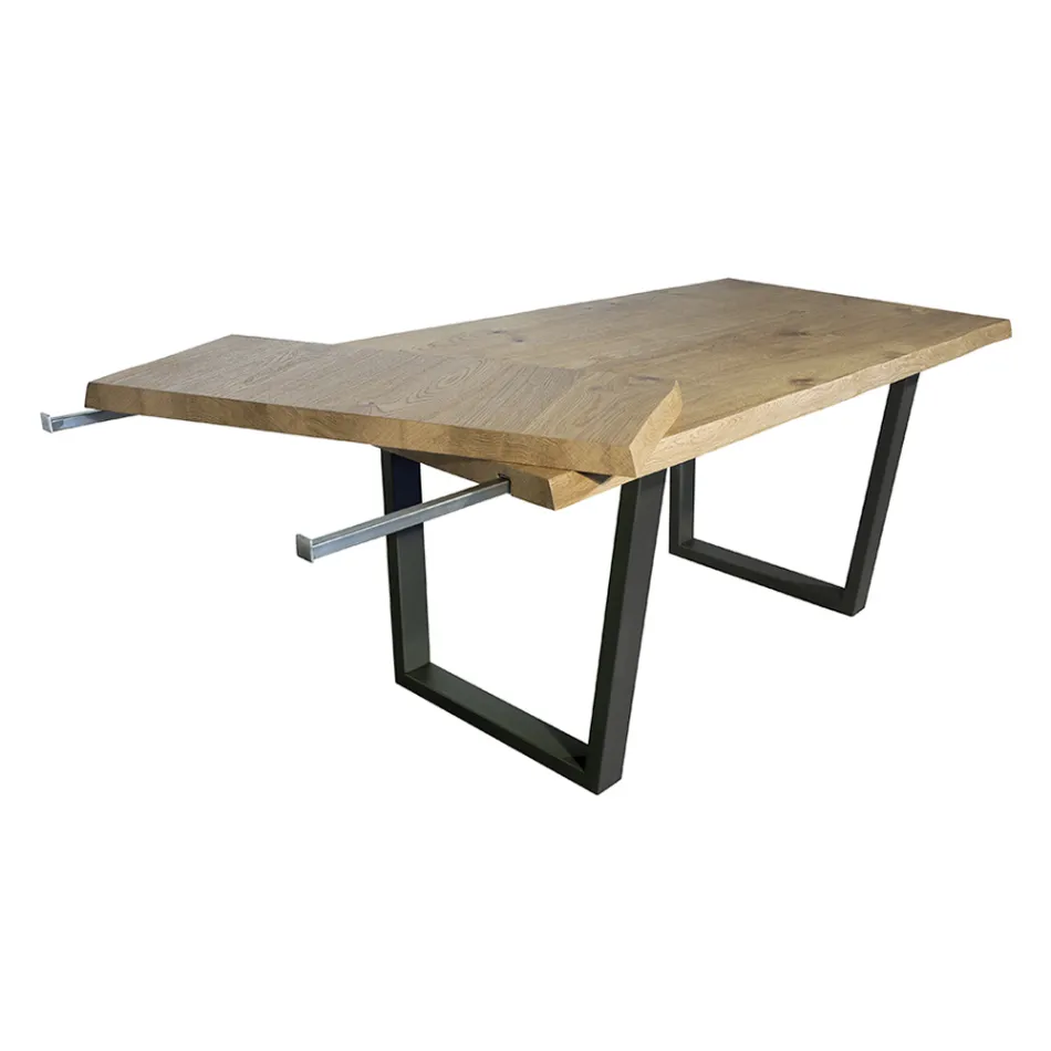 Eettafel geplateerd in Masellato geknoopt eikenhout Made in Italy - Pilar Viadurini