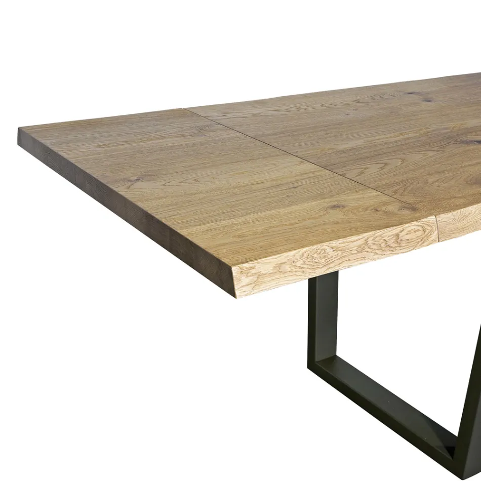 Eettafel geplateerd in Masellato geknoopt eikenhout Made in Italy - Pilar Viadurini