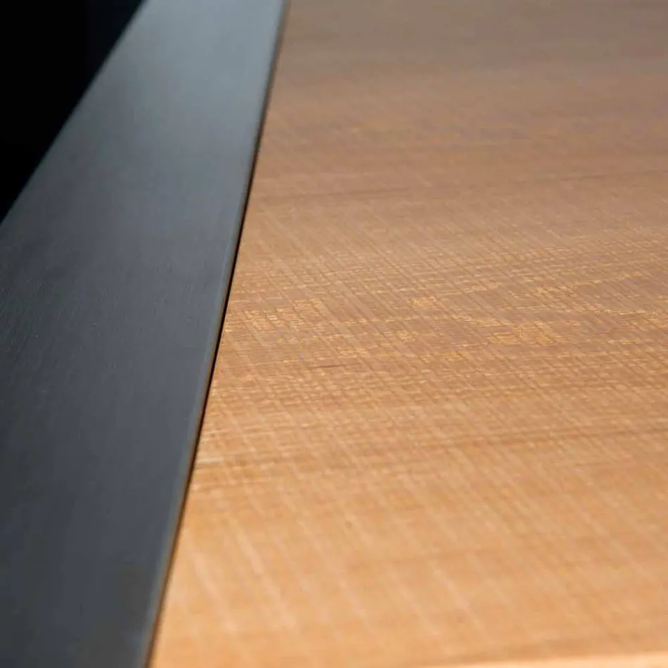 Rechthoekige eettafel in eiken en roestvrij oplichting Viadurini