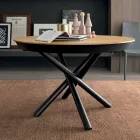 Ronde uitschuifbare eettafel met houten blad Made in Italy - Crodino Viadurini