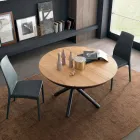 Ronde uitschuifbare eettafel met houten blad Made in Italy - Crodino Viadurini