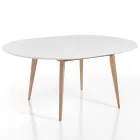 Ronde eettafel uitschuifbaar tot 160 cm in Mdf en hout - Ciacco Viadurini