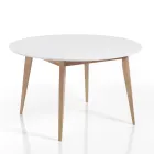 Ronde eettafel uitschuifbaar tot 160 cm in Mdf en hout - Ciacco Viadurini