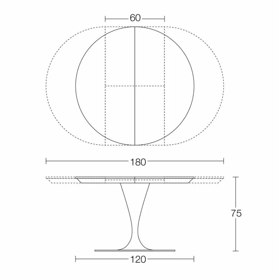 Ronde uitschuifbare eettafel in Laminam-keramiek Made in Italy - Lupetto Viadurini