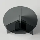 Ronde eettafel met onderstel en glazen blad Made in Italy - Charles Viadurini