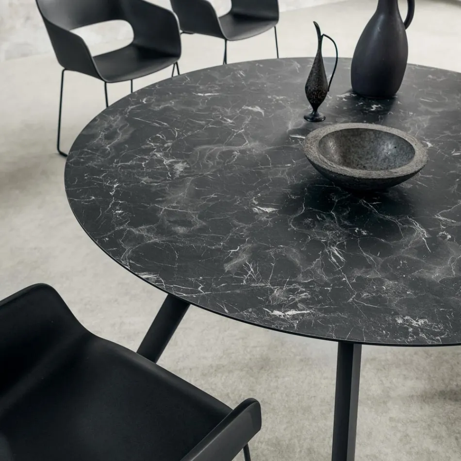 Ronde eettafel met gelaagd HPL-blad Made in Italy - Lingotto Viadurini