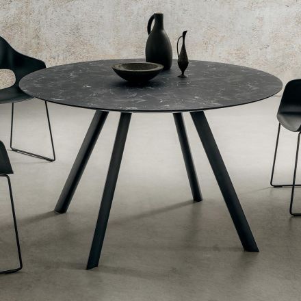Ronde eettafel met gelaagd HPL-blad Made in Italy - Lingotto Viadurini