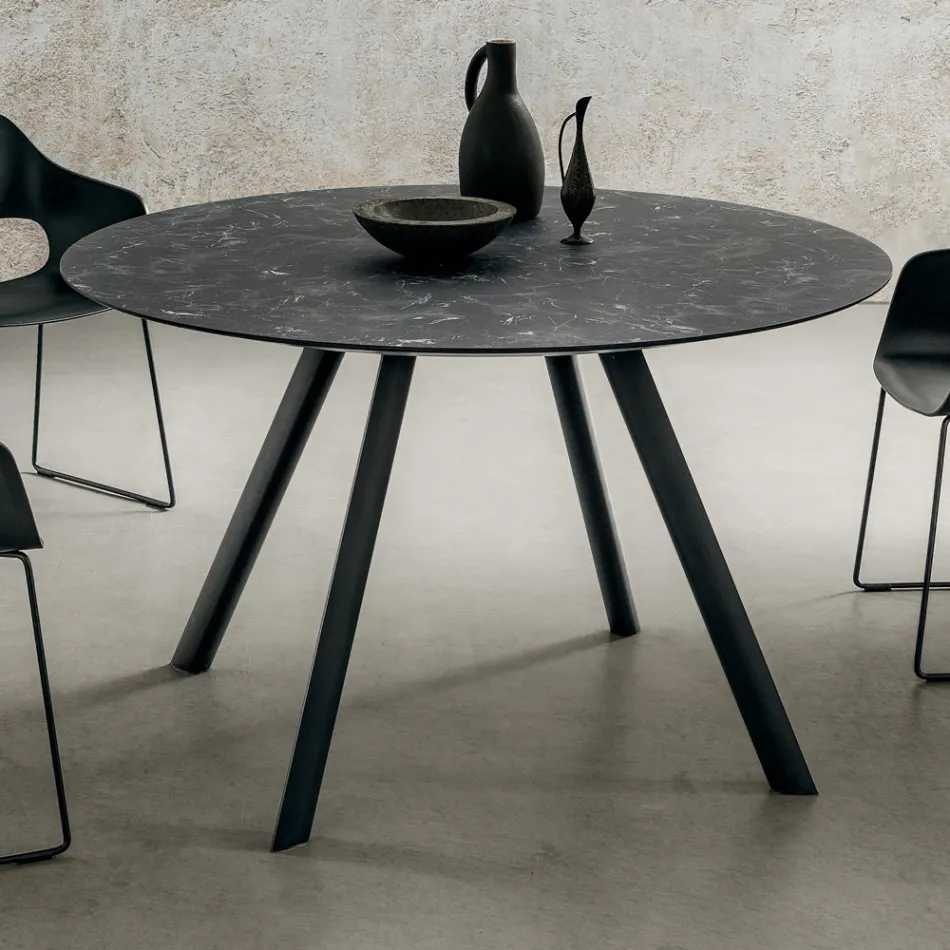 Ronde eettafel met gelaagd HPL-blad Made in Italy - Lingotto Viadurini