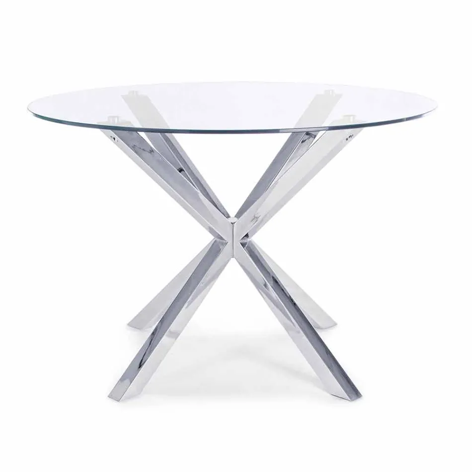 Homemotion Ronde eettafel met blad van gehard glas - Denda Viadurini