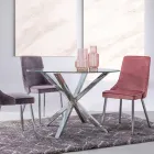 Homemotion Ronde eettafel met blad van gehard glas - Denda Viadurini