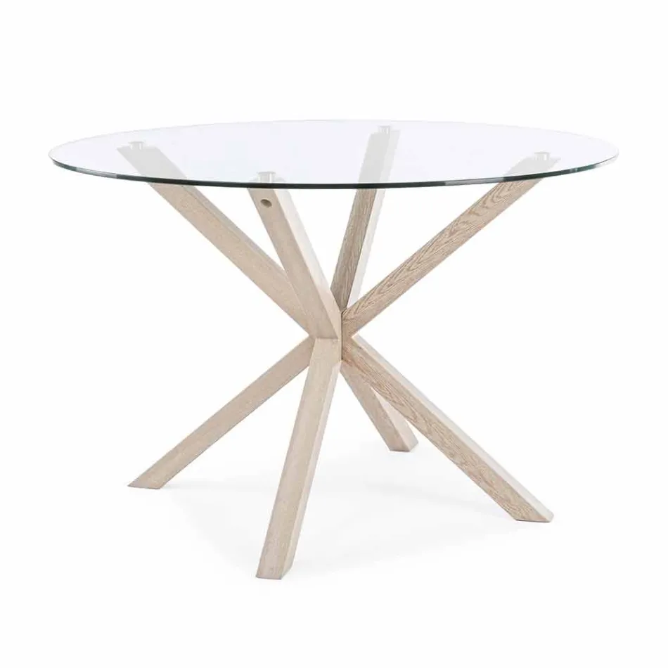Homemotion Ronde eettafel met blad van gehard glas - Denda Viadurini