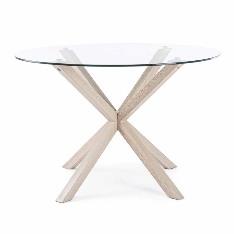 Homemotion Ronde eettafel met blad van gehard glas - Denda Viadurini