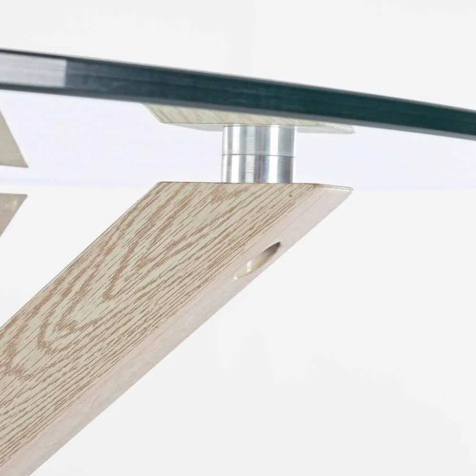 Homemotion Ronde eettafel met blad van gehard glas - Denda Viadurini