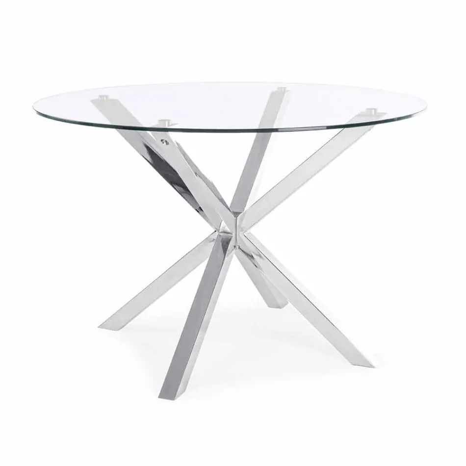 Homemotion Ronde eettafel met blad van gehard glas - Denda Viadurini