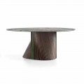 Luxe ronde eettafel in gepolijst steengoed en hout Made in Italy - Madame