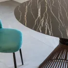 Ronde eettafel in Florim gepolijst keramiek en stalen onderstel - Denali Viadurini