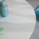 Ronde eettafel in Florim gepolijst keramiek en stalen onderstel - Denali Viadurini