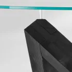 Ronde eettafel in hout met glazen blad Bao, modern design Viadurini