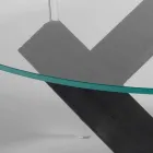 Ronde eettafel in hout met glazen blad Bao, modern design Viadurini