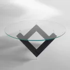 Ronde eettafel in hout met glazen blad Bao, modern design Viadurini