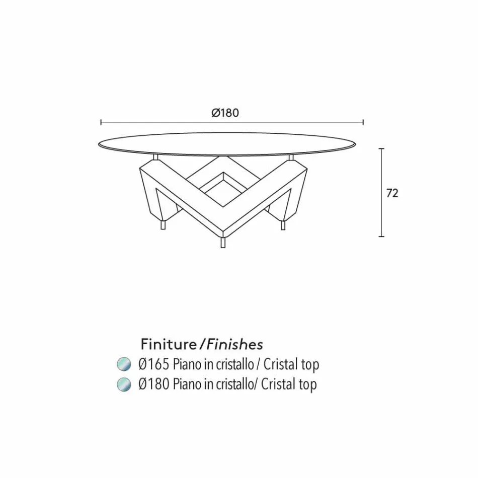 Ronde eettafel in hout met glazen blad Bao, modern design Viadurini