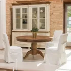 Ronde eettafel van gerecycled tropisch hout met centraal onderstel - glijbaan Viadurini