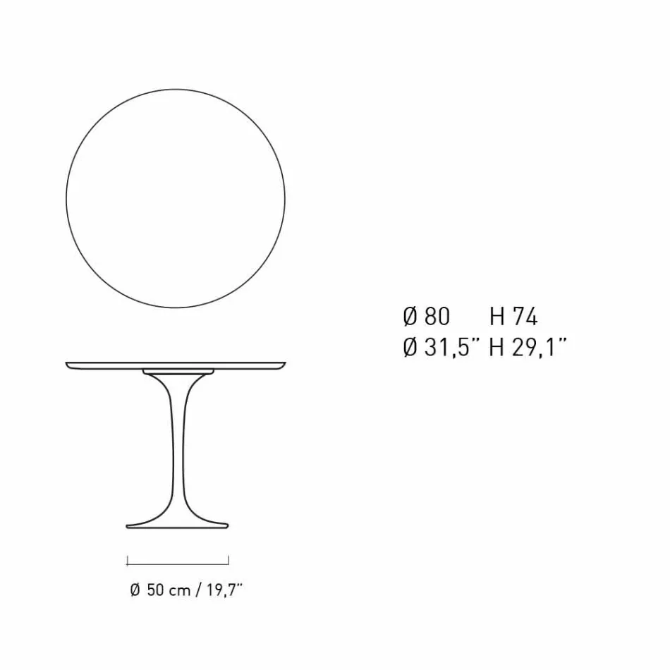 Ronde eettafel in marmer en gelakt aluminium Made in Italy - Superb Viadurini