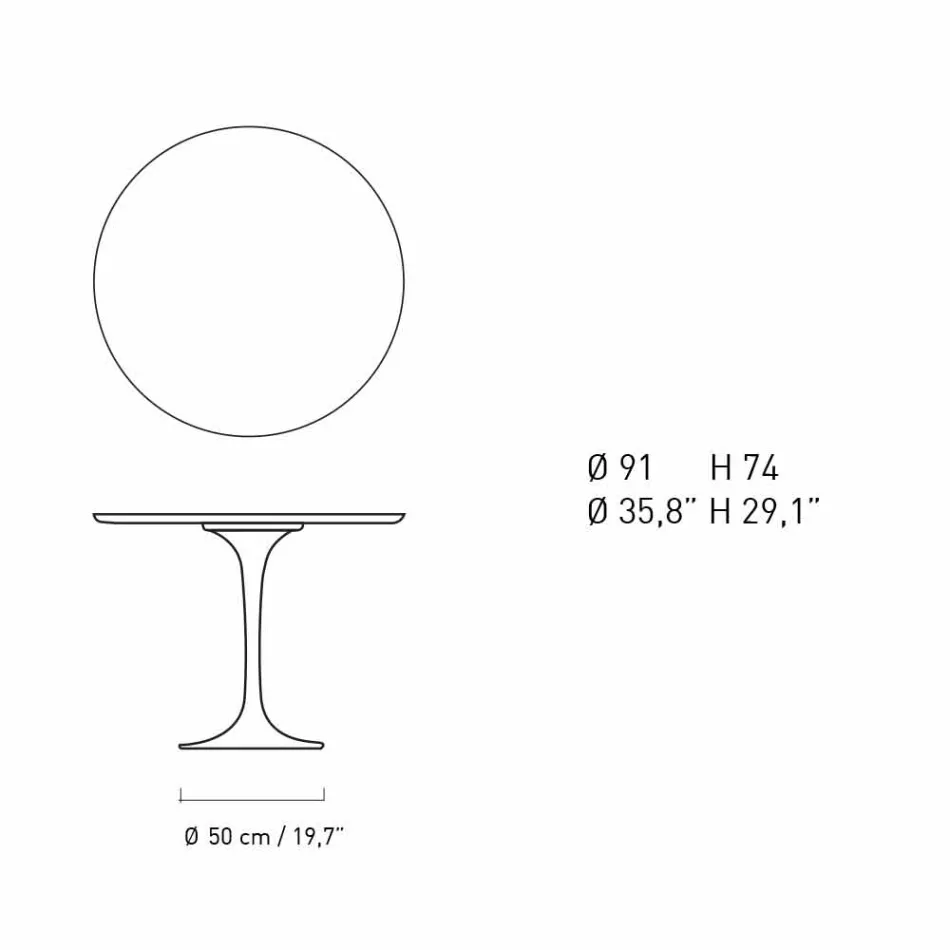 Ronde eettafel in marmer en gelakt aluminium Made in Italy - Superb Viadurini