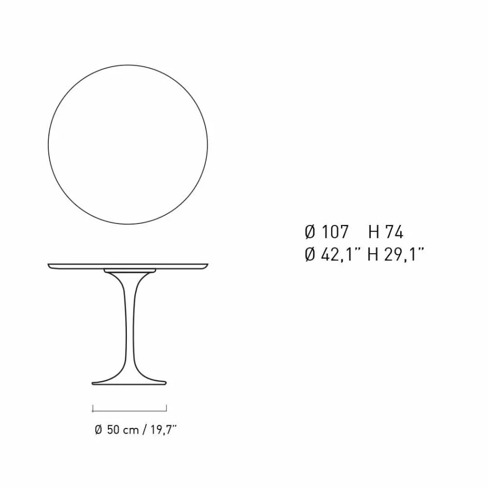 Ronde eettafel in marmer en gelakt aluminium Made in Italy - Superb Viadurini