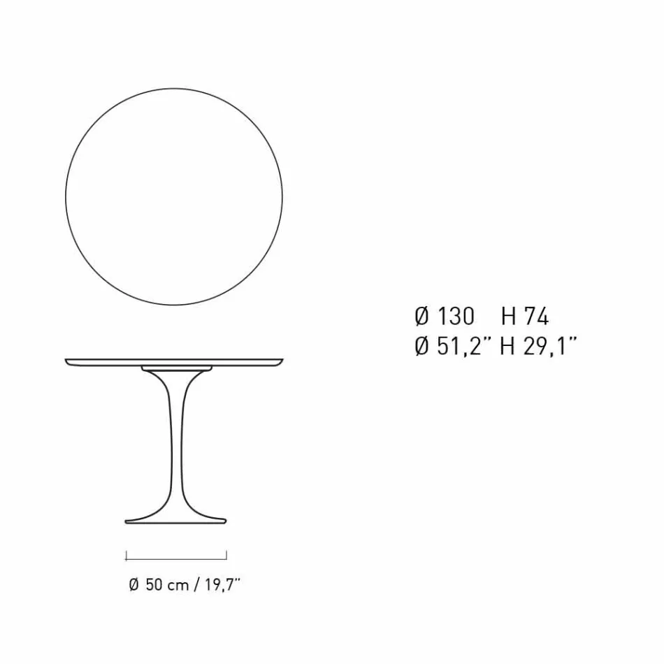 Ronde eettafel in marmer en gelakt aluminium Made in Italy - Superb Viadurini