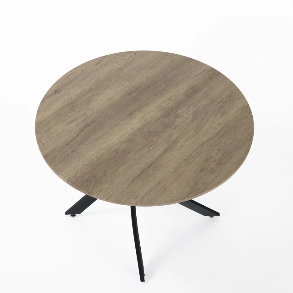 Ronde eettafel in MDF en staal - Altavela Viadurini