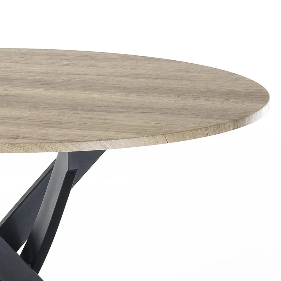 Ronde eettafel in MDF en staal - Altavela Viadurini