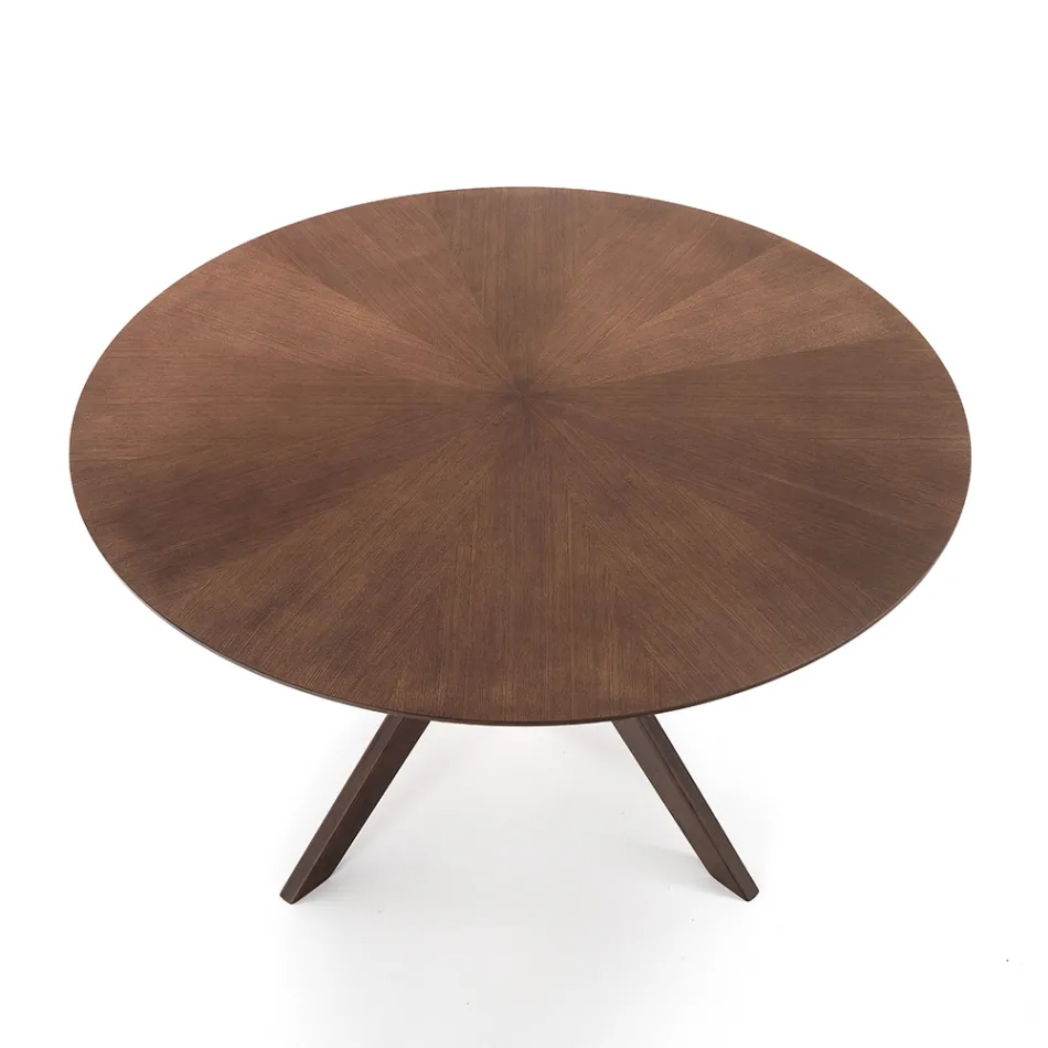 Ronde eettafel in gefineerd mdf en massief hout - Fulmine Viadurini