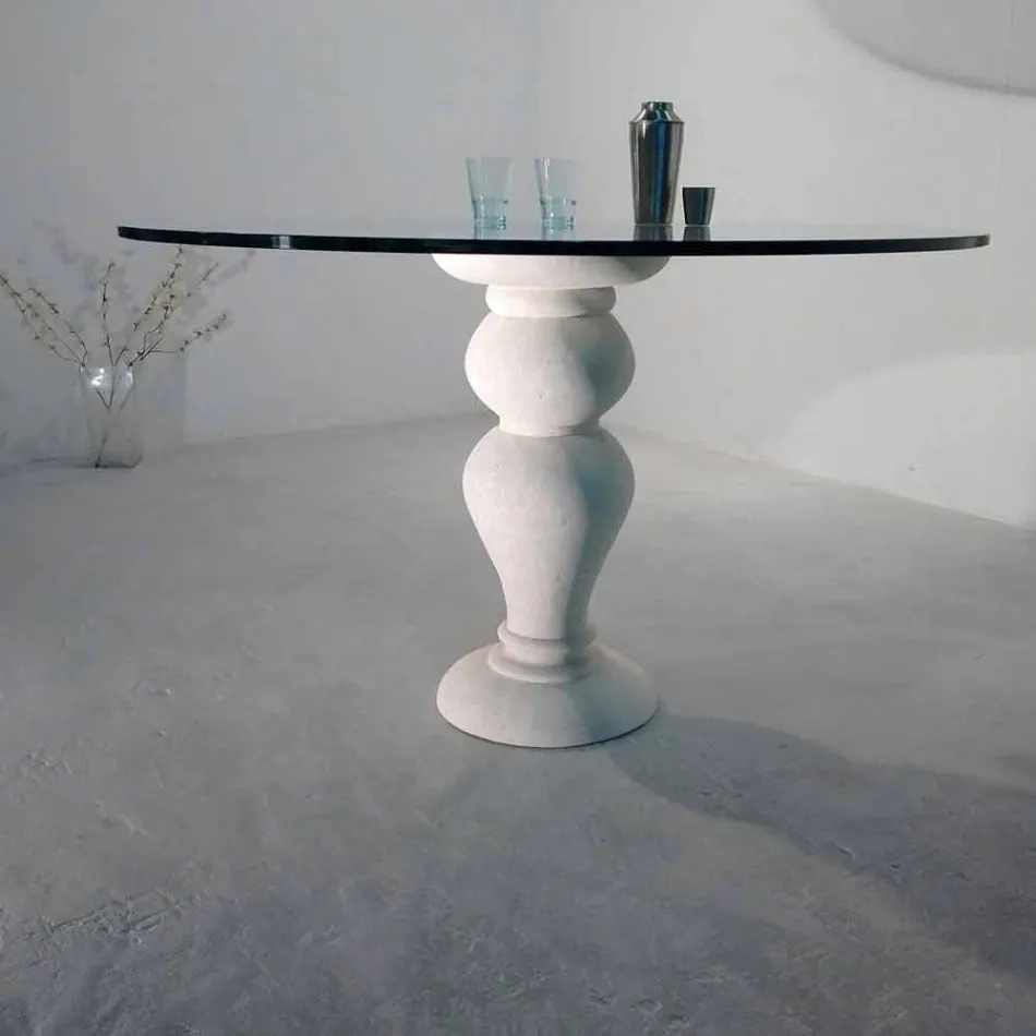 ronde eettafel in steen en kristal Oedipus, klassiek design Viadurini