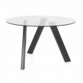 Ronde eettafel diameter 120 cm in design van glas en metaal - Tonto