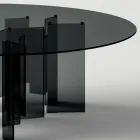 Ronde eettafel in extra helder of rookglas Made in Italy - Thommy Viadurini
