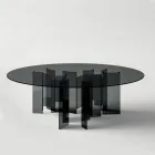 Ronde eettafel in extra helder of rookglas Made in Italy - Thommy Viadurini