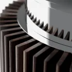 Ronde eettafel van rookglas met houten onderstel Made in Italy - Rondo Viadurini