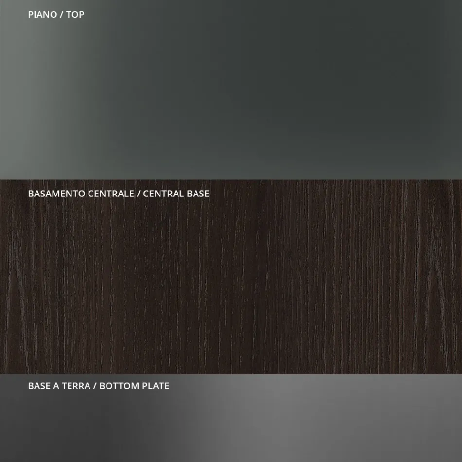 Ronde eettafel van rookglas met houten onderstel Made in Italy - Rondo Viadurini