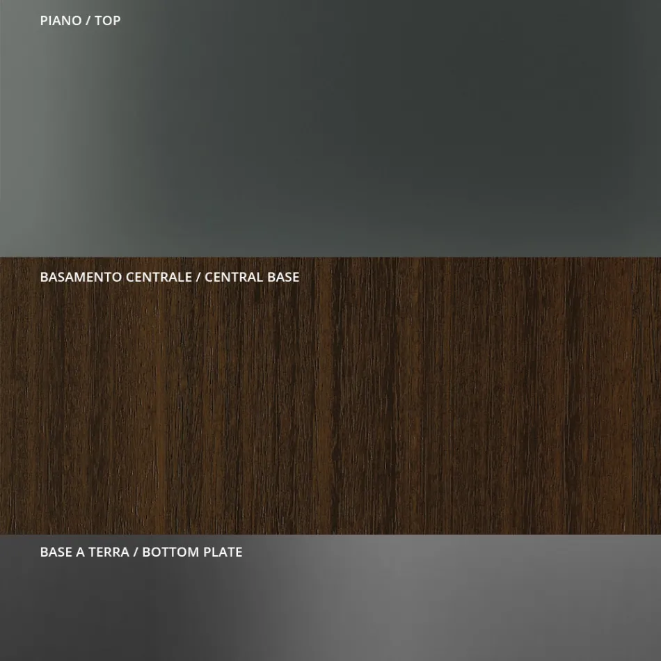 Ronde eettafel van rookglas met houten onderstel Made in Italy - Rondo Viadurini