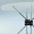 Ronde eettafel in gehard glas en staal Made in Italy - Trebbiano Viadurini