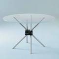 Ronde eettafel in gehard glas en staal Made in Italy - Trebbiano