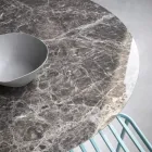 Ronde eettafel in glaskeramiek en metaal Made in Italy - Alfero Viadurini