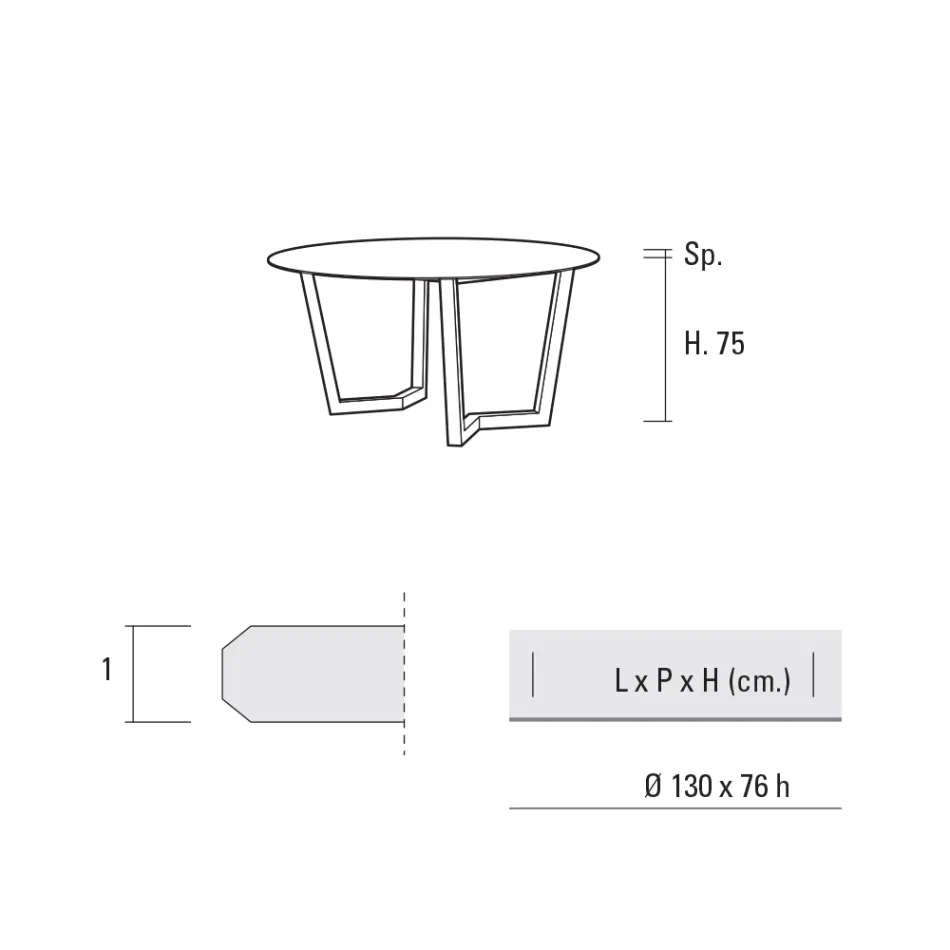 Ronde eettafel van metaal en gelamineerd Hpl Made in Italy - Bastiano Viadurini