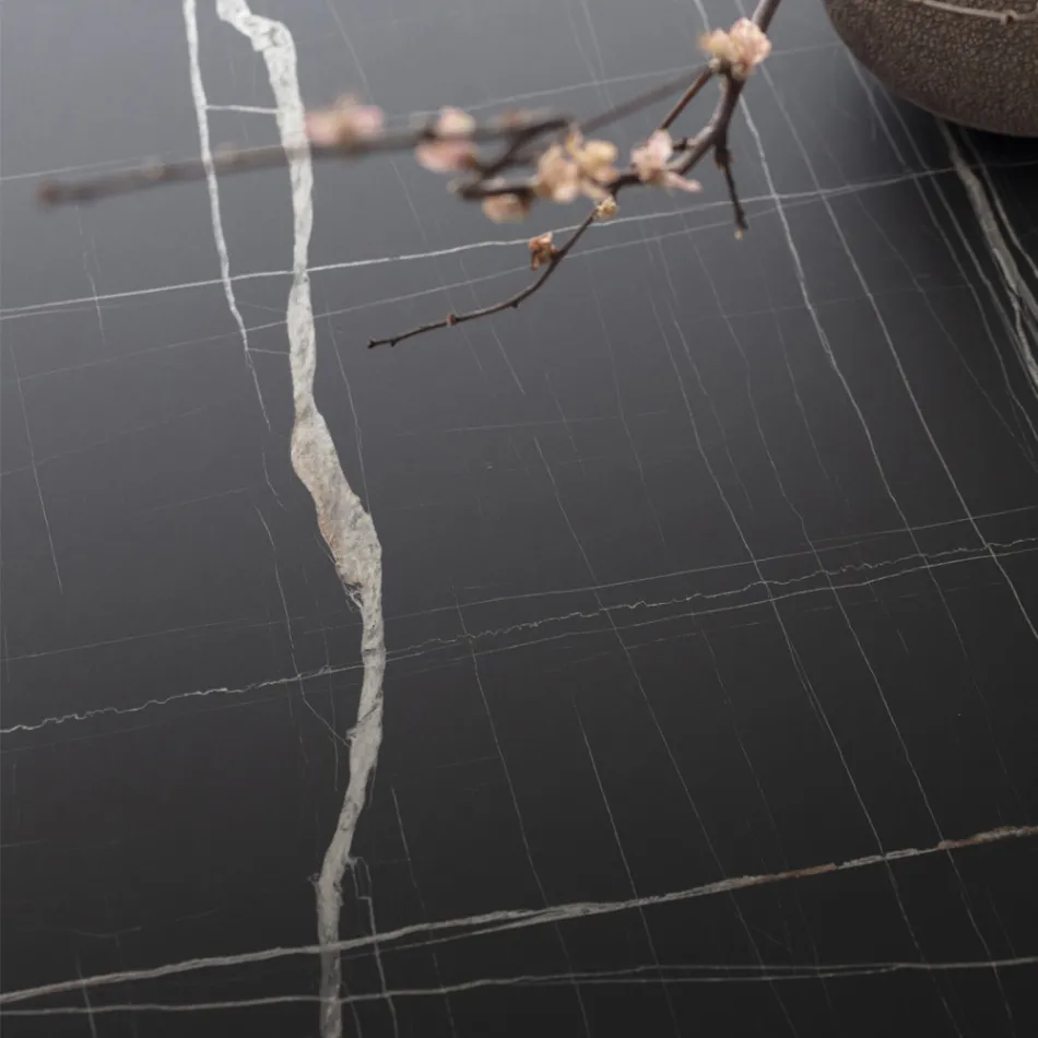 Ronde eettafel van metaal en gelamineerd Hpl Made in Italy - Bastiano Viadurini