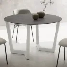 Ronde eettafel van metaal en gelamineerd Hpl Made in Italy - Bastiano Viadurini