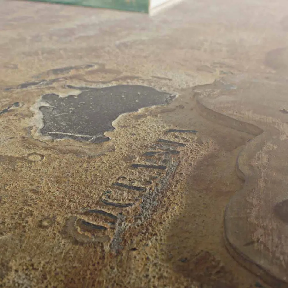 Eettafel in industriële stijl met blad in Mdf en glas Homemotion - Brazilië Viadurini